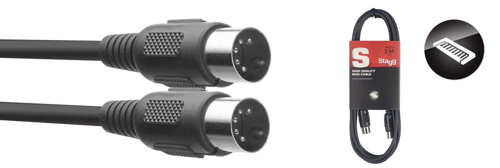 SMD3 E MIDI-kabel DIN/DIN (M/M) 3 M kunststofconnectoren