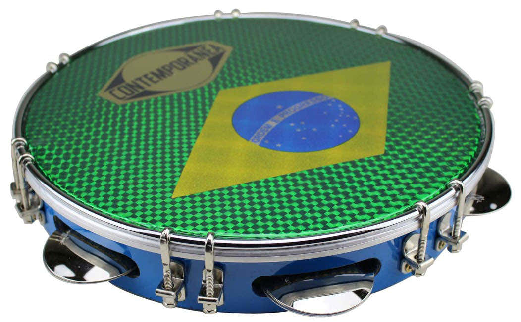 C-PL10-01BLUE Pandeiro 10" Blauw Braziliaanse vlag