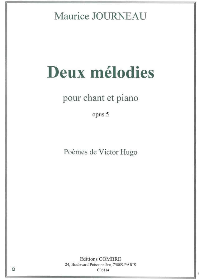 Journeau - 2 Mélodies Op. 5 - Sopraan of Tenor en Piano