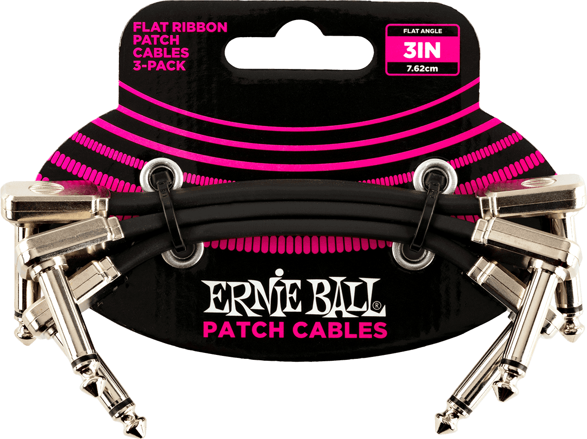 Instrumentkabel Patch Pakket van 3 - Haaks Dun & Plat - 7,5 Cm
