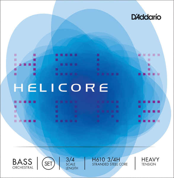 STRING SET FOR DOUBLE BASS ORCHESTRA HELICORE 3/4 FRET FRETBOARD HEAVY TENSION