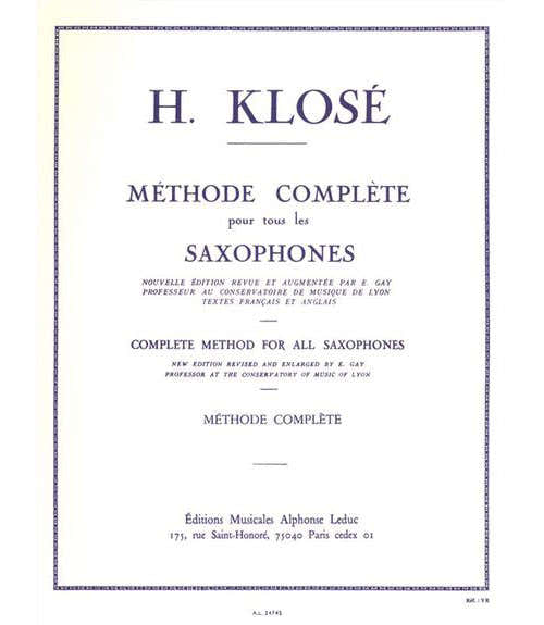 Complete Methode Voor Alle Saxofoons - Klosé