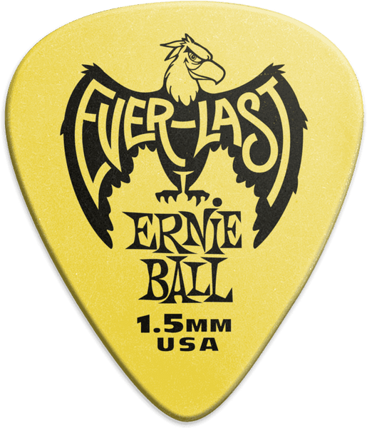 Ernie Ball Plectrums Everlast Zakje van 12 Geel 1,5mm