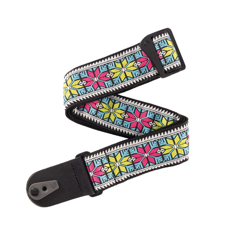 Pad Lock Geweven gitaarband Parallel Flowers