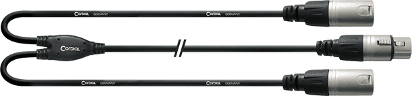 Y-Kabel XLR-Bus/2 XLR-Stekkers 30 CM