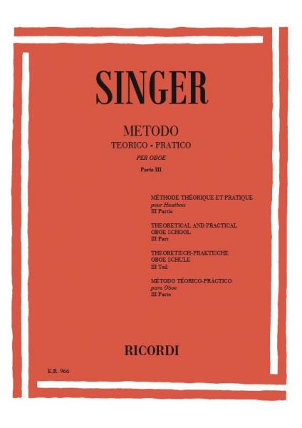 Ricordi SINGER S. - METODO TEORICO-PRATICO - PARTE III ARPEGGI - HAUTBOIS