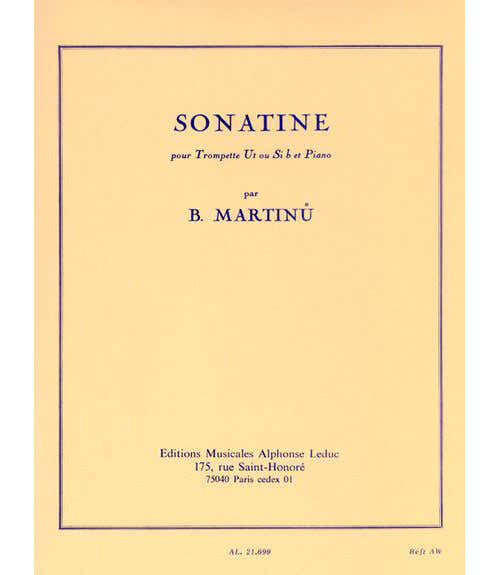 Martinu B.- Sonatine - Trompette Ut Ou Sib et Piano