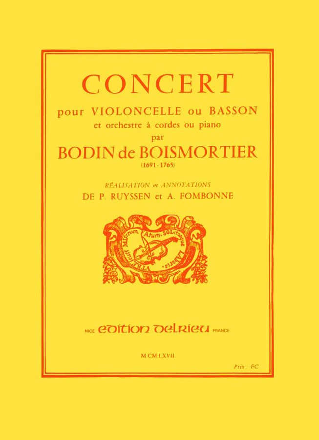 BOISMORTIER J. BODIN (DE) - CONCERT EN RE MAJ. - VIOLONCELLE PIANO