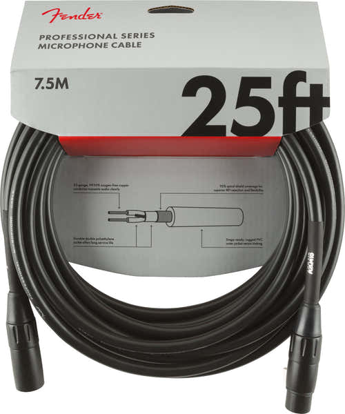 Fender PROFESSIONAL MICROPHONE CABLE 25' BLACK