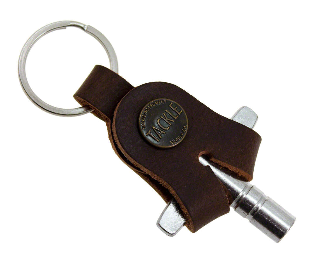 Stemsleutel + Leren Sleutelhanger - Mahonie