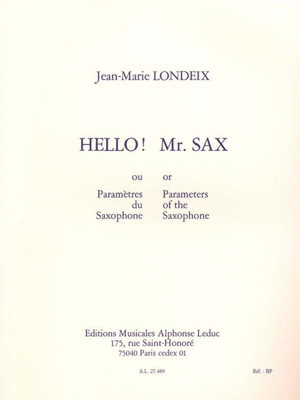 Hello! Mr. Sax of parameters van de saxofoon