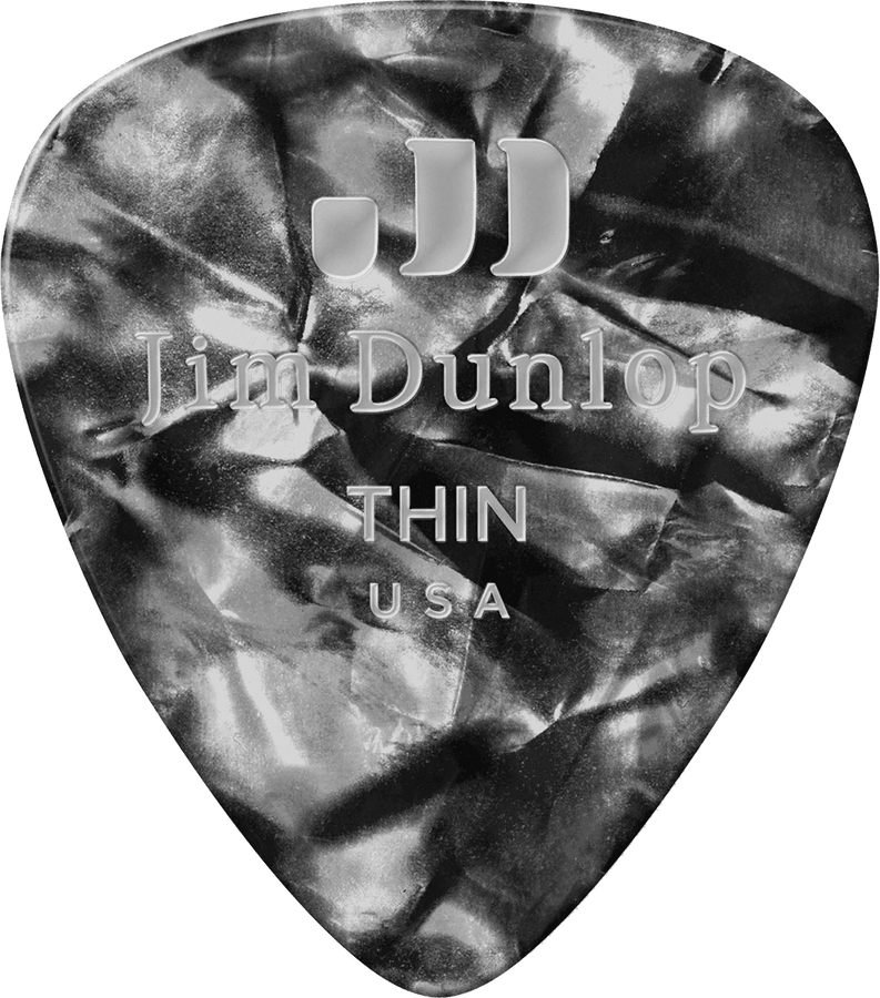 12 x dunne plectrums van zwart parelmoer celluloid