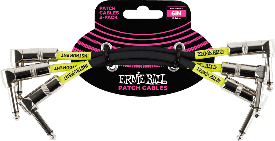 Instrument-patchkabels Pak van 3 - Haaks - 15CM Zwart