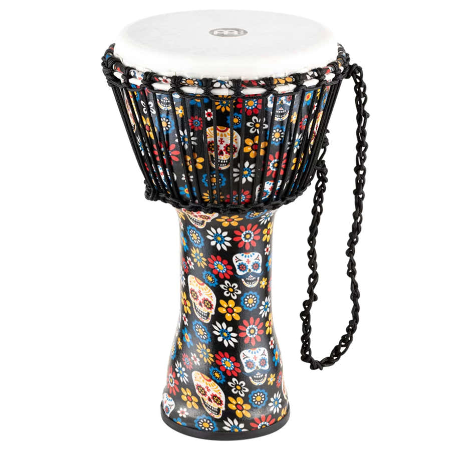 PERCUSSION 10" ROPE TUNED TRAVEL SERIES DJEMBE SYNTHETIC HEAD (PATENTED) DAY OF THE DEAD