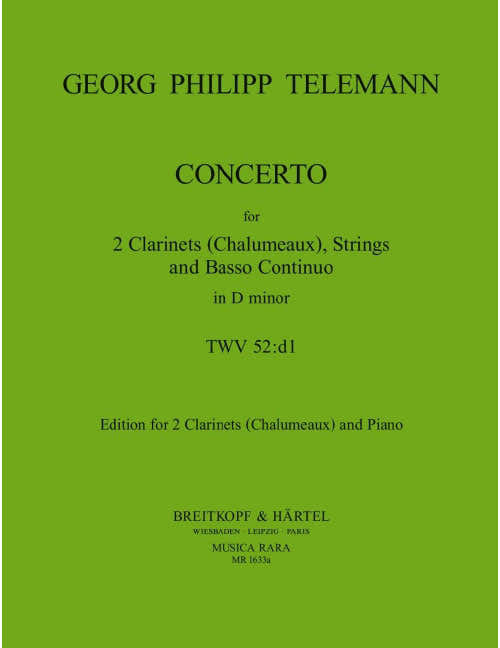 TELEMANN GEORG PHILIPP - CONCERTO IN D - 2 CLARINET PIANO