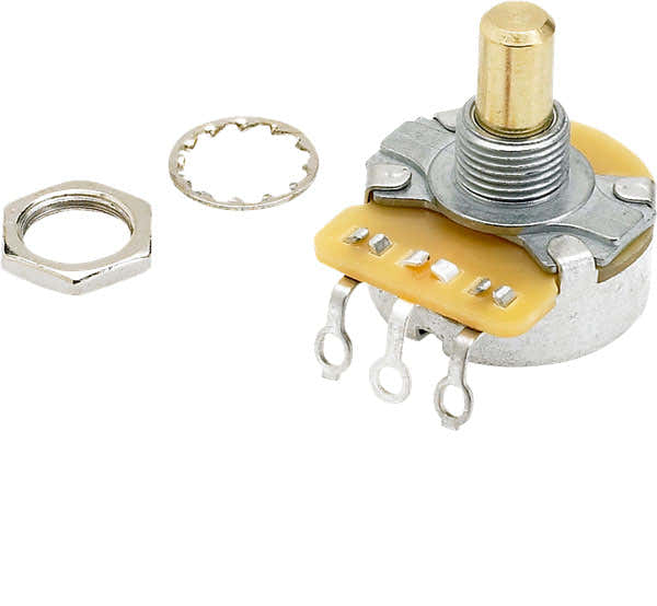 PURE VINTAGE 250K SOLID SHAFT POTENTIOMETER WITH MOUNTING HARDWARE