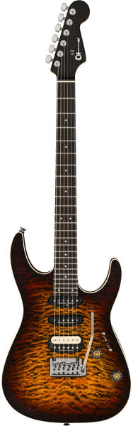 Charvel Pro-Mod Plus Dinky DK24 HSS 2PT EB QM Ebo Amberkleurig Tijgeroog