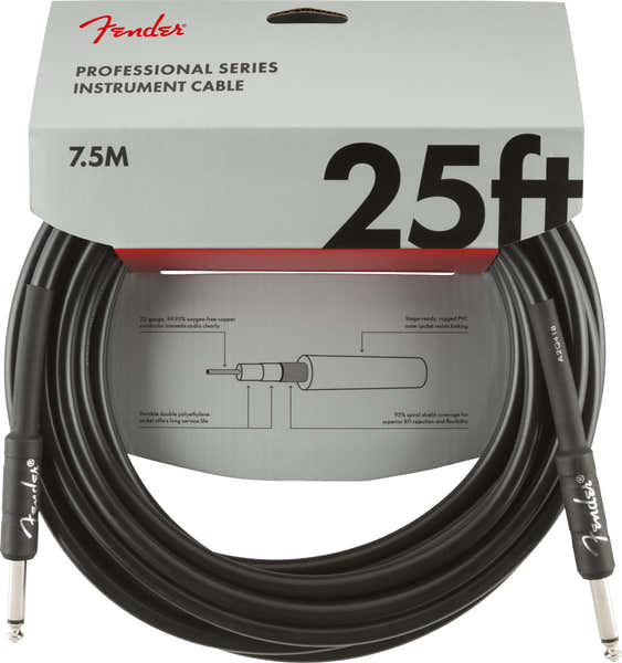 Fender PROFESSIONAL INSTRUMENT CABLE STRAIGHT/STRAIGHT 25' BLACK