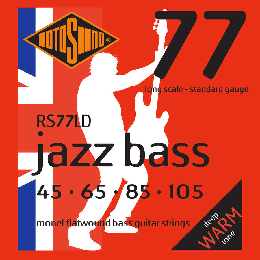 RS77LD Jazz Bass Monel flatwound, lange mensuur 45-105