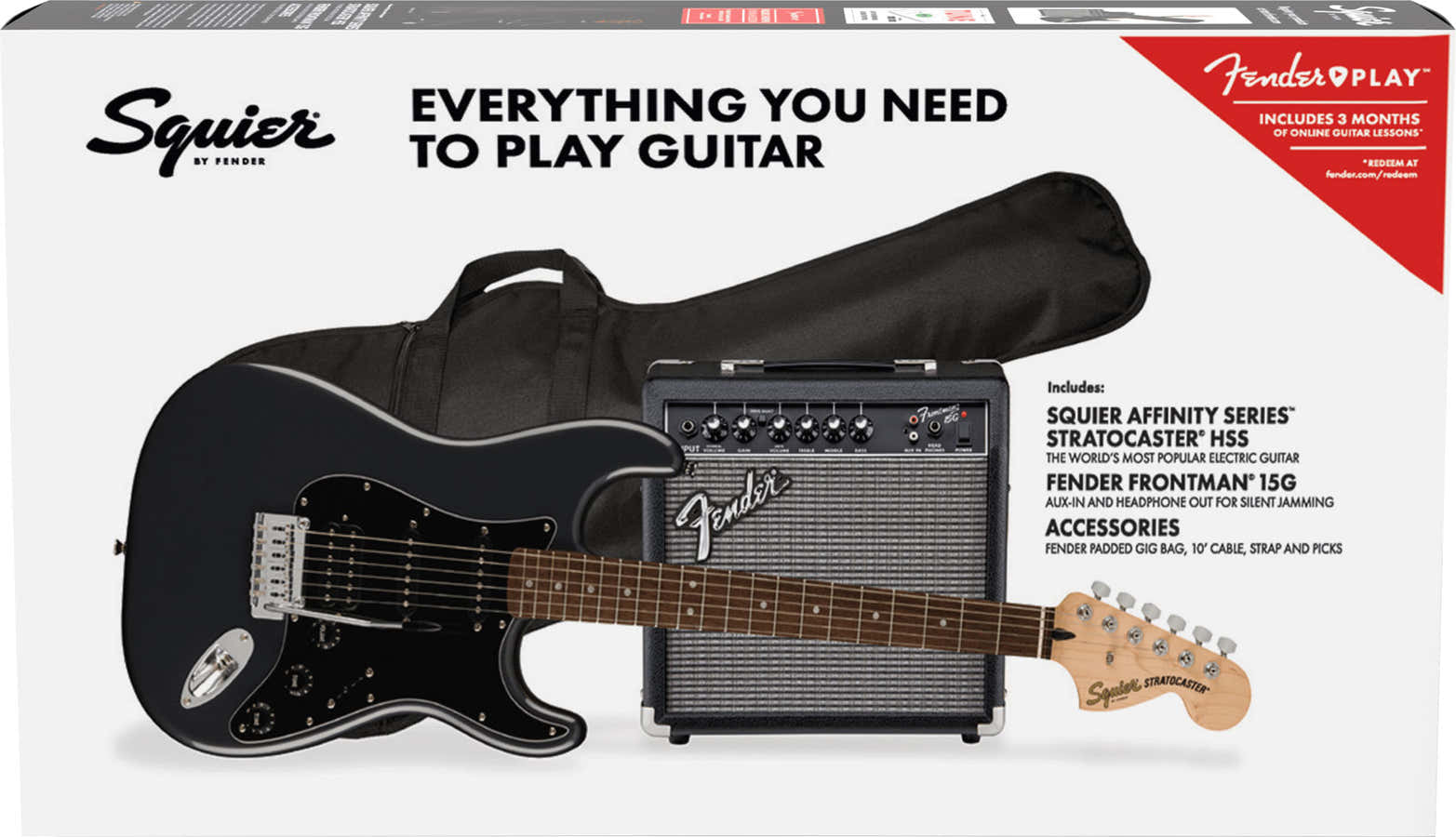 Stratocaster Hss Affinity Pack Lrl Charcoal Frost Metallic