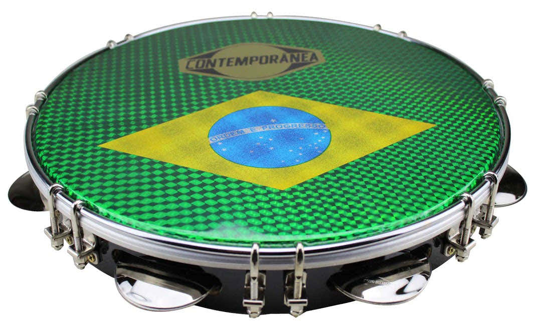C-PL10-01B - Pandeiro 10" Zwart - Braziliaanse vlag