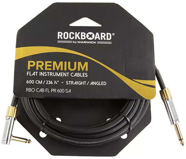 Rockboard Platte Instrumentkabel Premium - 600 cm - Recht/Gehoekt - Zwart