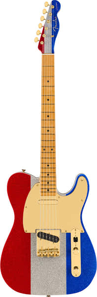 Telecaster Signature Buck Owens Mn Rood zilver blauw glitter