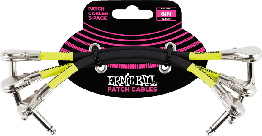 Instrumentkabels Patch Pack van 3 - Haaks Slank - 15CM Zwart