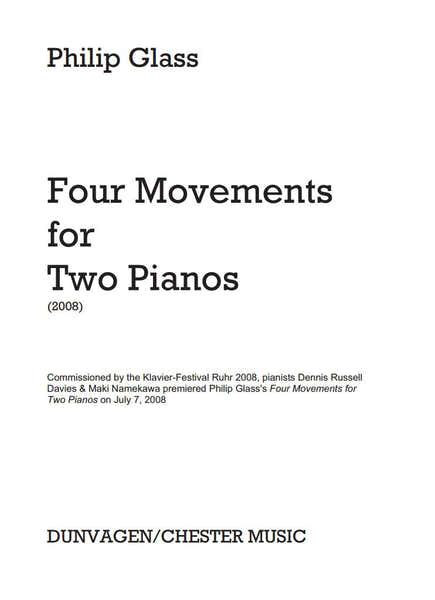Chester Music Glass PH. - Four Movements For Two Pianos