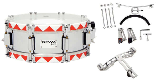 Gewa HISTORIC - MARCHING SNARE DRUM - 13" x 5" - RED ZIGZAG