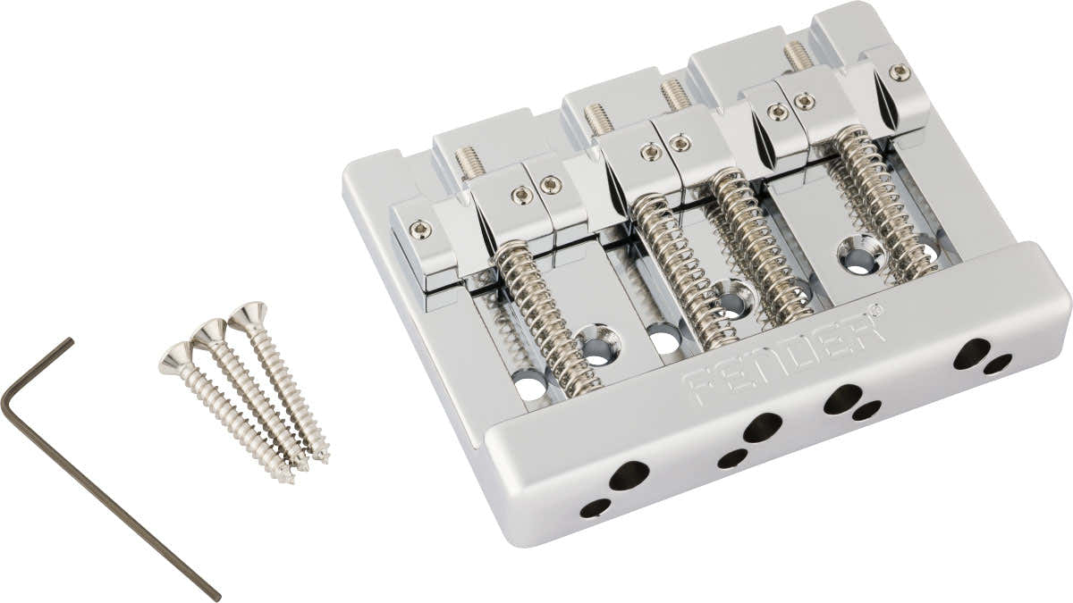 Fender HiMass String-Through 4-String Bass Bridge Assembly With Brass Saddles Chrome
