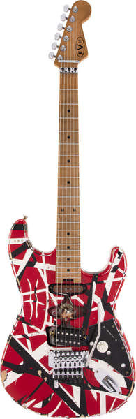 EVH Frankie Frankenstein Striped Mn Red With Black Stripes Relic