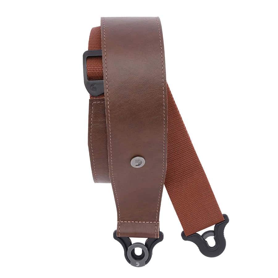 COMFORT LEATHER AUTO LOCK GUITAR STRAP BROWN