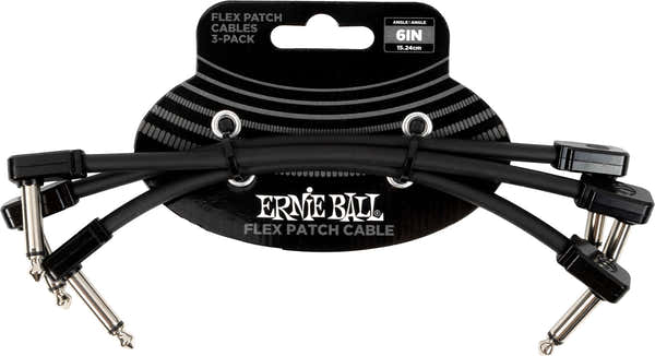 Ernie Ball PATCH CABLE FLEX 15CM - PACK 3 BLACK