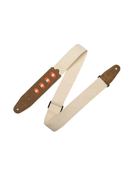 Levys Katoenen riem met 4 plectrumhouders 5 cm - Naturel/Natuurlijk