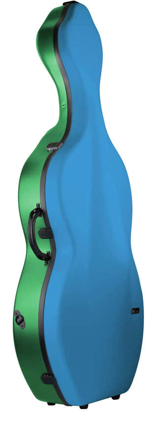 Cellokoffer 4/4 Hightech Snoepje + Wielen - Blauw/Groen
