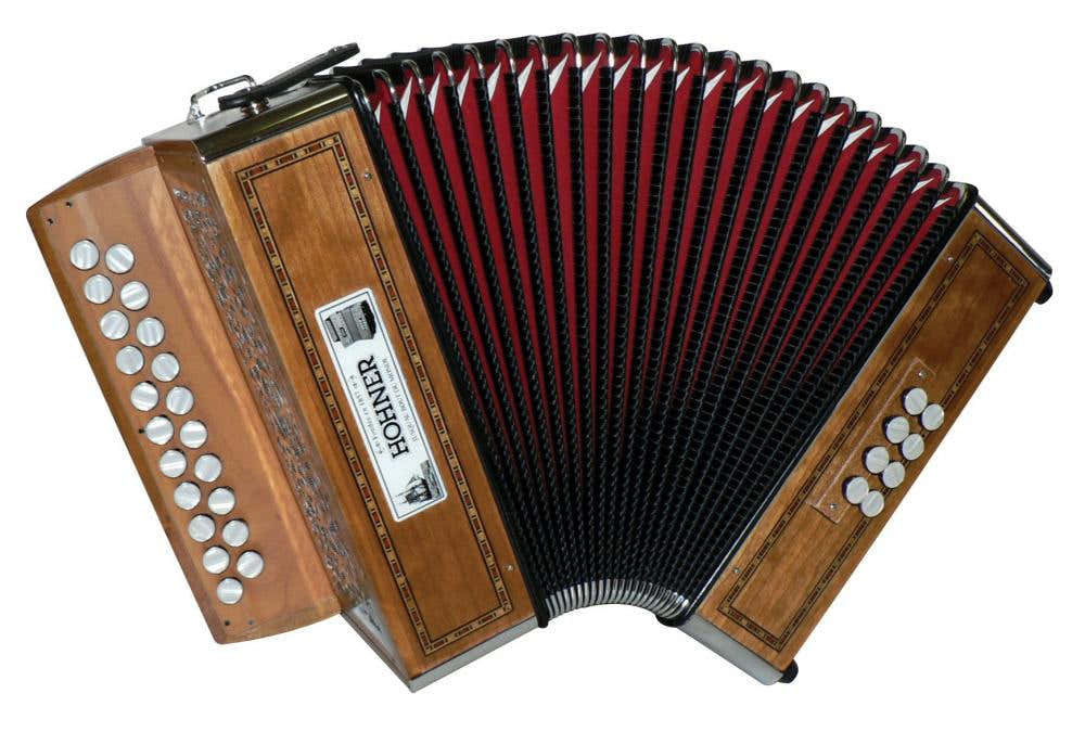 MORGAN II ACCORDEON DIATONISCHE TOETSEN KNOPPEN IN SOL/DO - LIJN HOUT NATUURLIJK GELEVERD MET