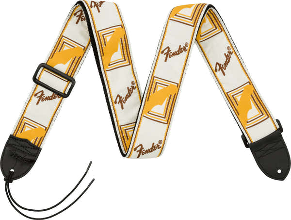 Fender 2" Gitaarband met monogram Wit/Bruin/Geel