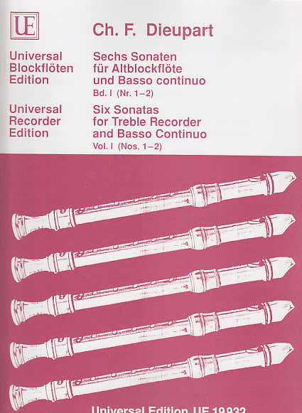 Universal Edition Dieupart F. - Six Sonatas Vol.1 - Flute A Bec et BC