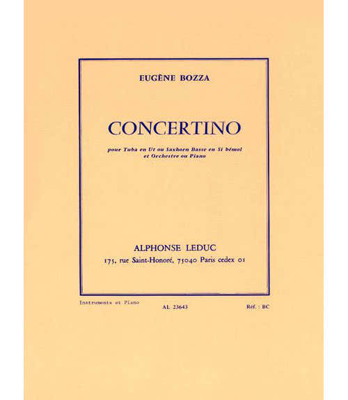 BOZZA E. - CONCERTINO POUR TUBA EN UT OU SAXHORN BASSE EN SI BEMOL