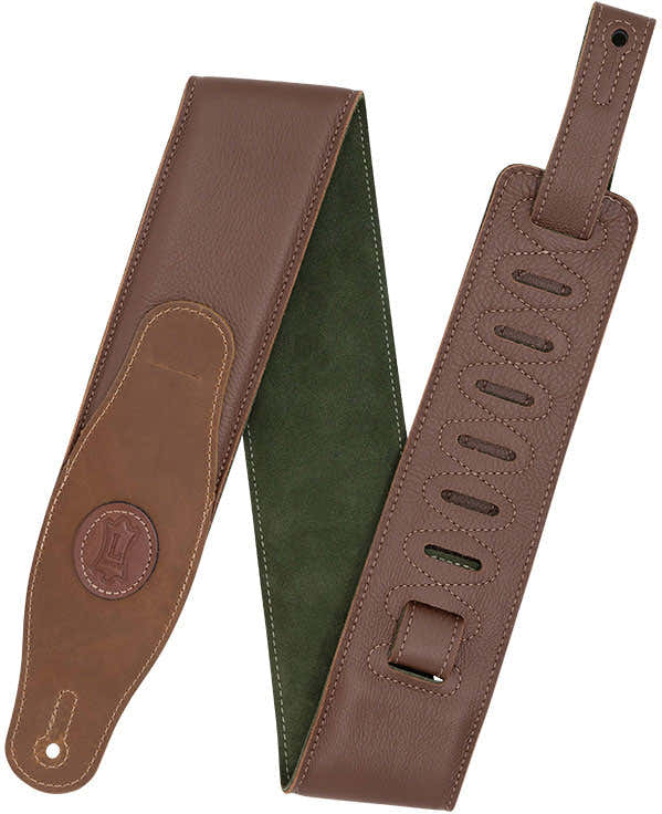 Gewatteerd Leer 7,6cm - Bruin-Groen