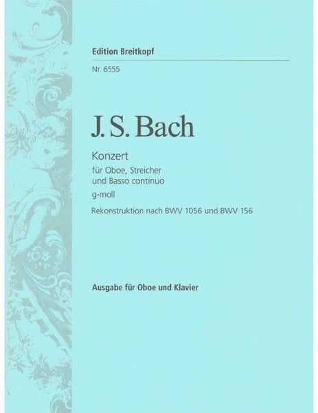 Edition Breitkopf Bach - Oboe Concerto In G Minor - Hautbois et Piano