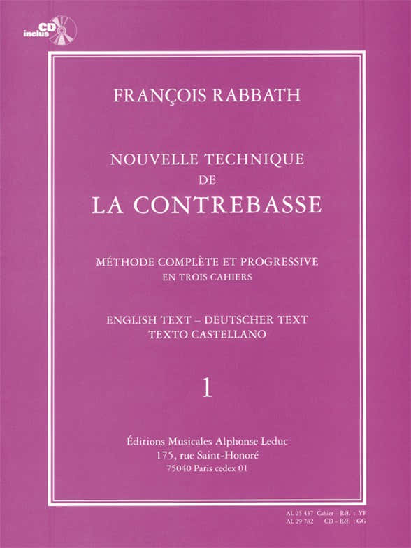 Rabbath Francois - Nouvelle Technique De La Contrebasse Vol.1 + CD