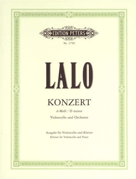 Edition Peters Lalo Edouard - Concerto In D Minor - Cello And Piano