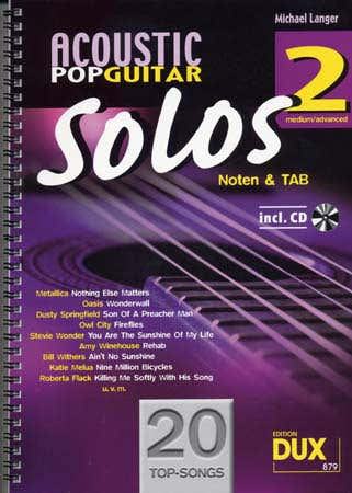 Edition Dux Acoustic Pop Guitar Solos Solf. & Tab Vol.2 + CD