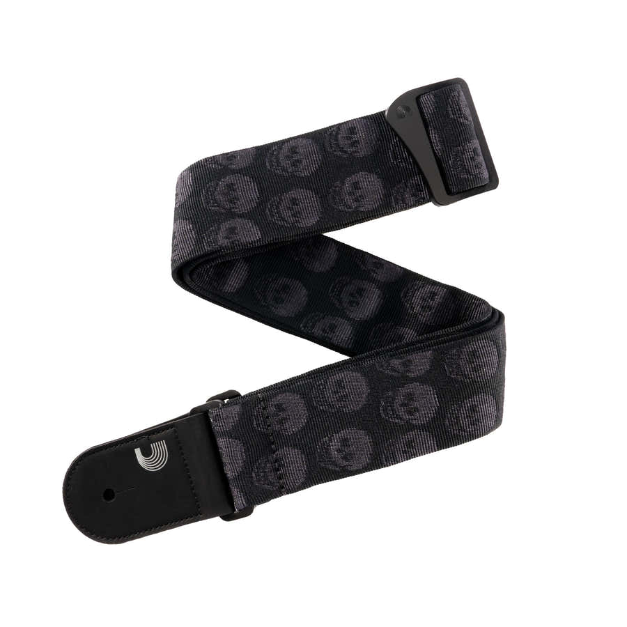 Gevlochten Gitaarband Skulls Black Tubular