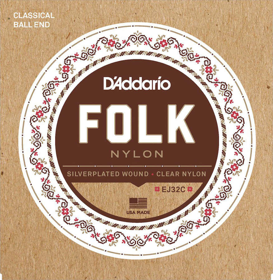 EJ32C FOLK GUITAR STRINGS EJ32C NYLON END WITH SILVER NET/TRANSPARENT NYLON HIGH-PITCHED BALL