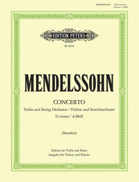 Edition Peters Mendelssohn Felix - Violin Concerto In D Minor - Violin And Piano