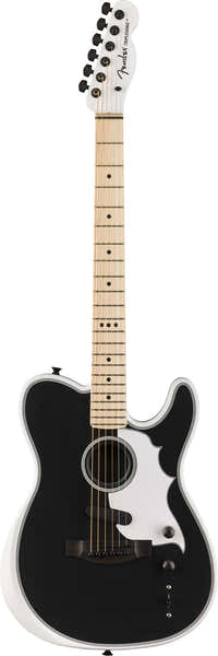 Fender Telecaster Acoustasonic Triplesonic Jack White Satijn Arctic Wit Met Zwarte Top Gereconditioneerd