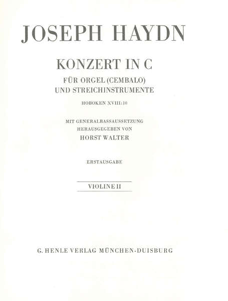 Henle Verlag Haydn J. - Concerto For Organ (harpsichord) With String Instruments C Major Hob. Xviii:10